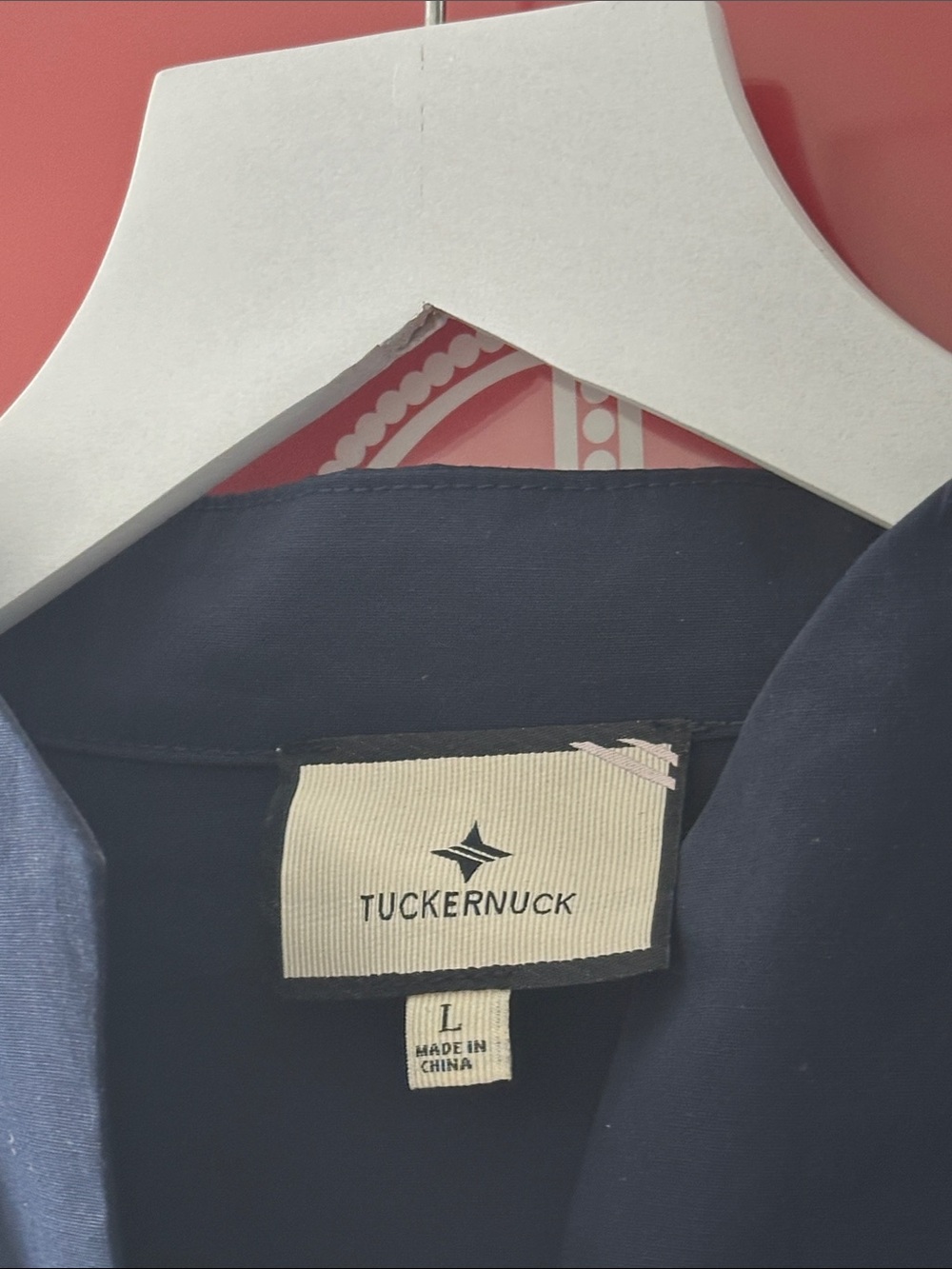 Tuckernuck Navy Split-Neck Long-Sleeve Blouse - Large - Picture 2 of 6